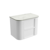 Aulic 750mm Ramee RM750WMWF Fluted Wall Hung Vanity with Stone Top, Matte White
