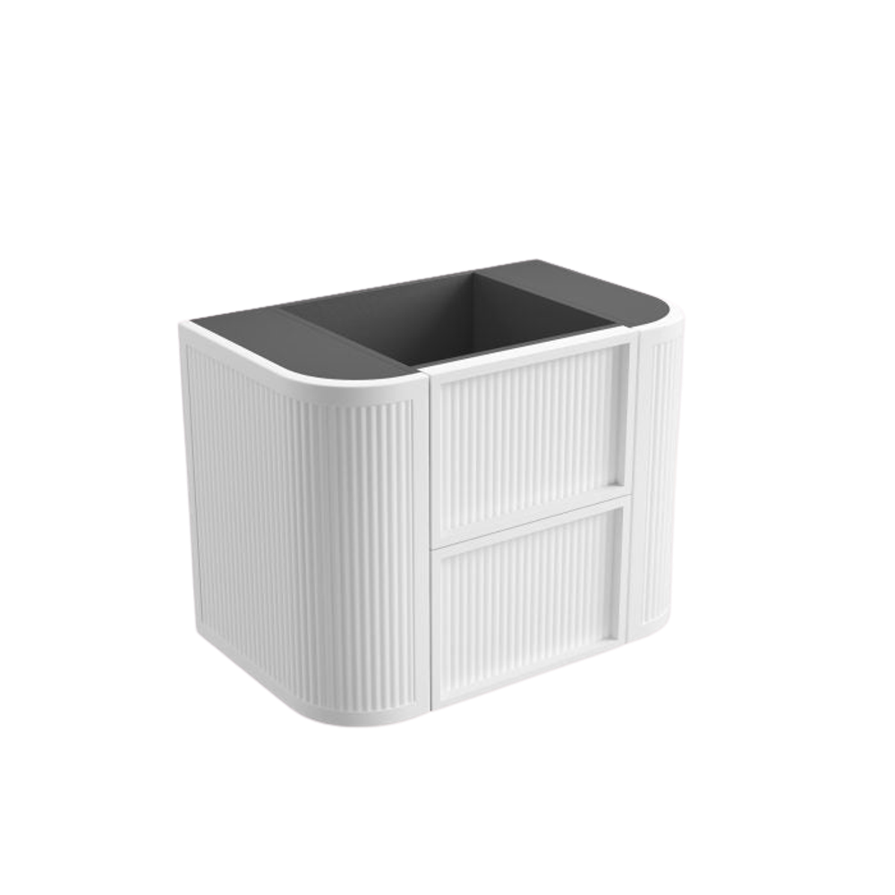 Aulic 750mm Ramee RM750WMWF Fluted Wall Hung Vanity with Stone Top, Matte White