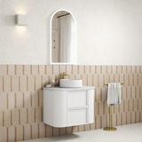 Aulic 750mm Ramee RM750WMWF Fluted Wall Hung Vanity with Stone Top, Matte White