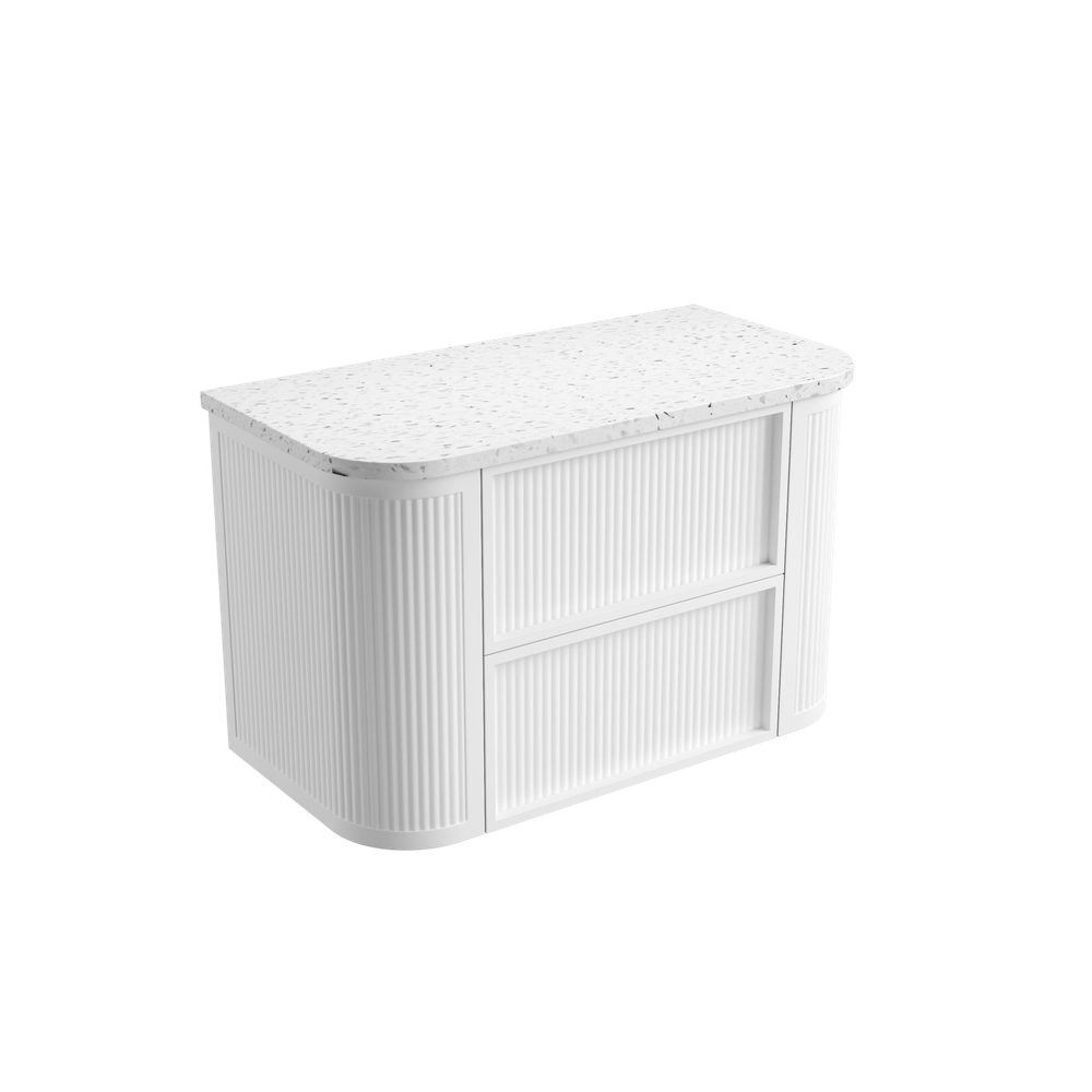 Aulic 900mm Ramee RM900WMWF Fluted Wall Hung Vanity, Matte White