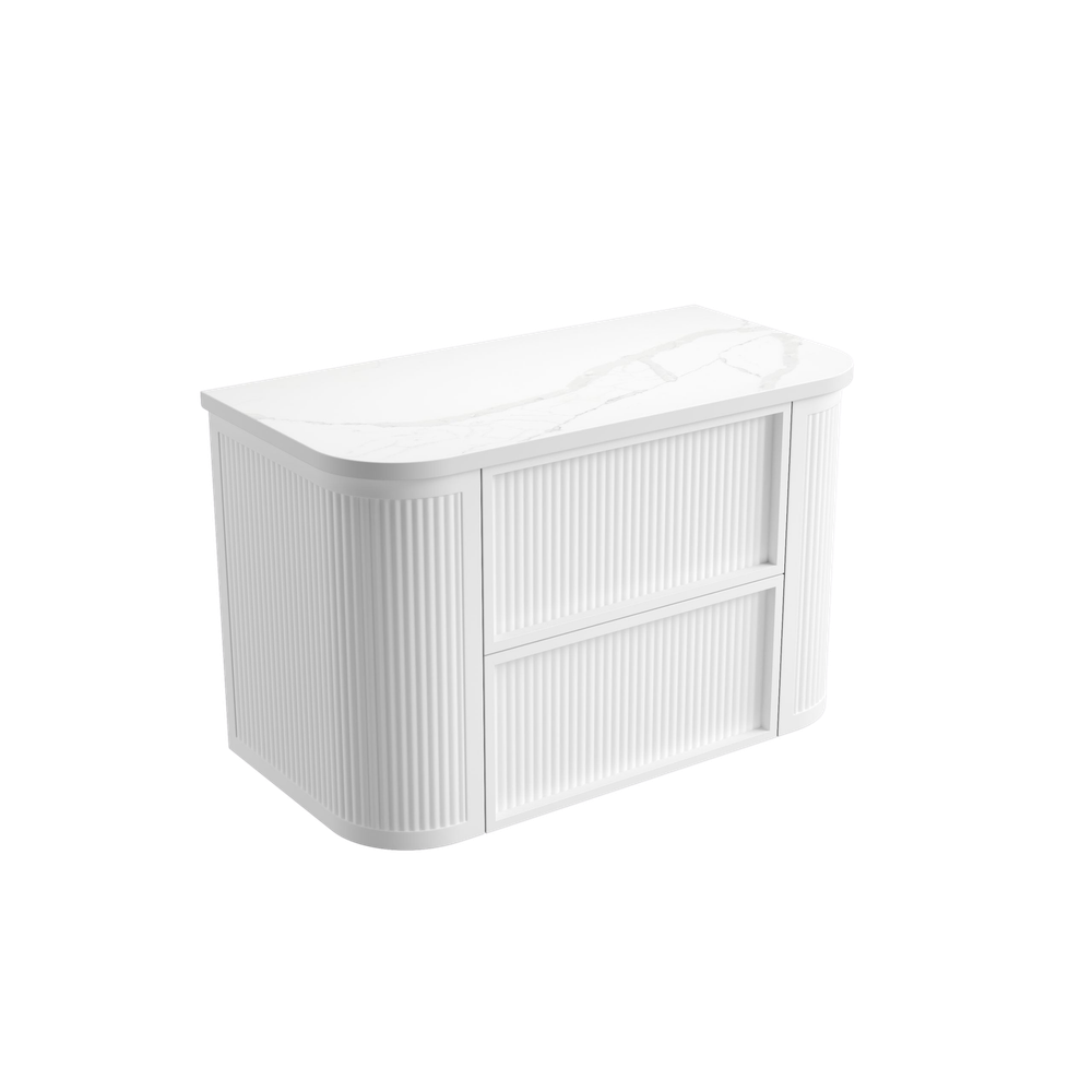 Aulic 900mm Ramee RM900WMWF Fluted Wall Hung Vanity, Matte White