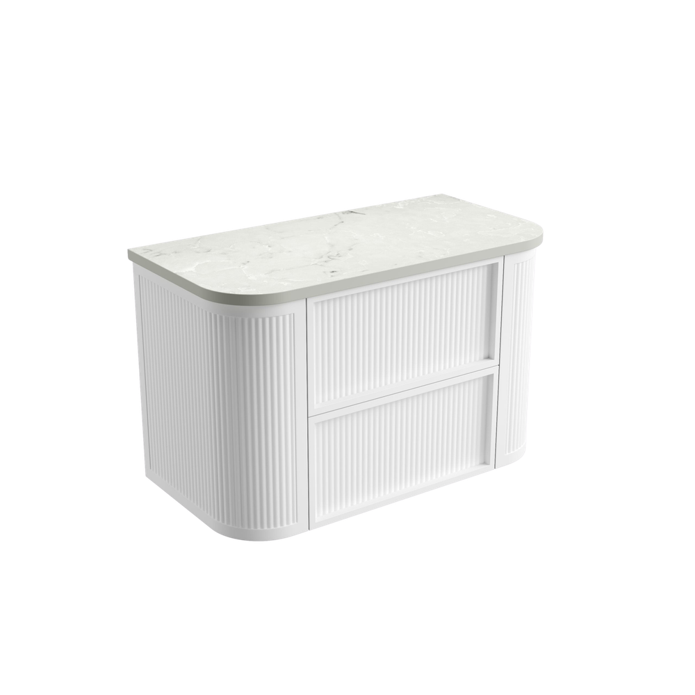 Aulic 900mm Ramee RM900WMWF Fluted Wall Hung Vanity, Matte White