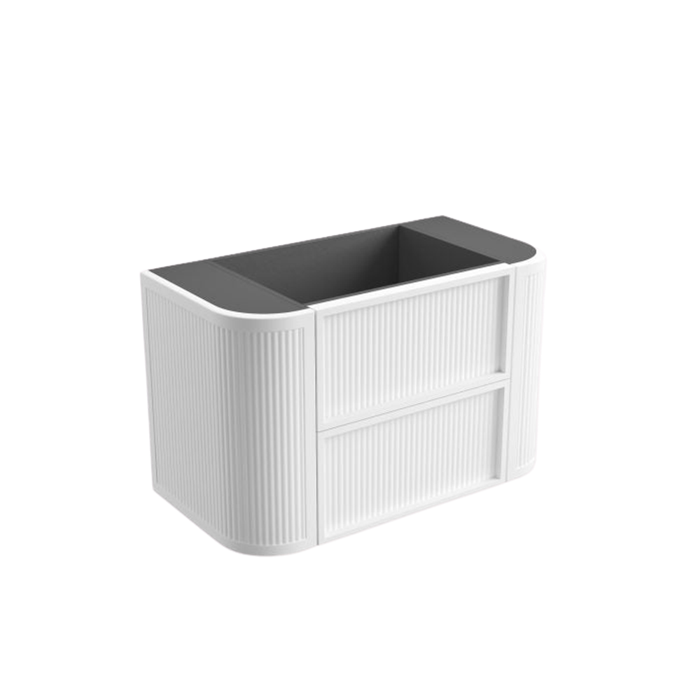 Aulic 900mm Ramee RM900WMWF Fluted Wall Hung Vanity, Matte White