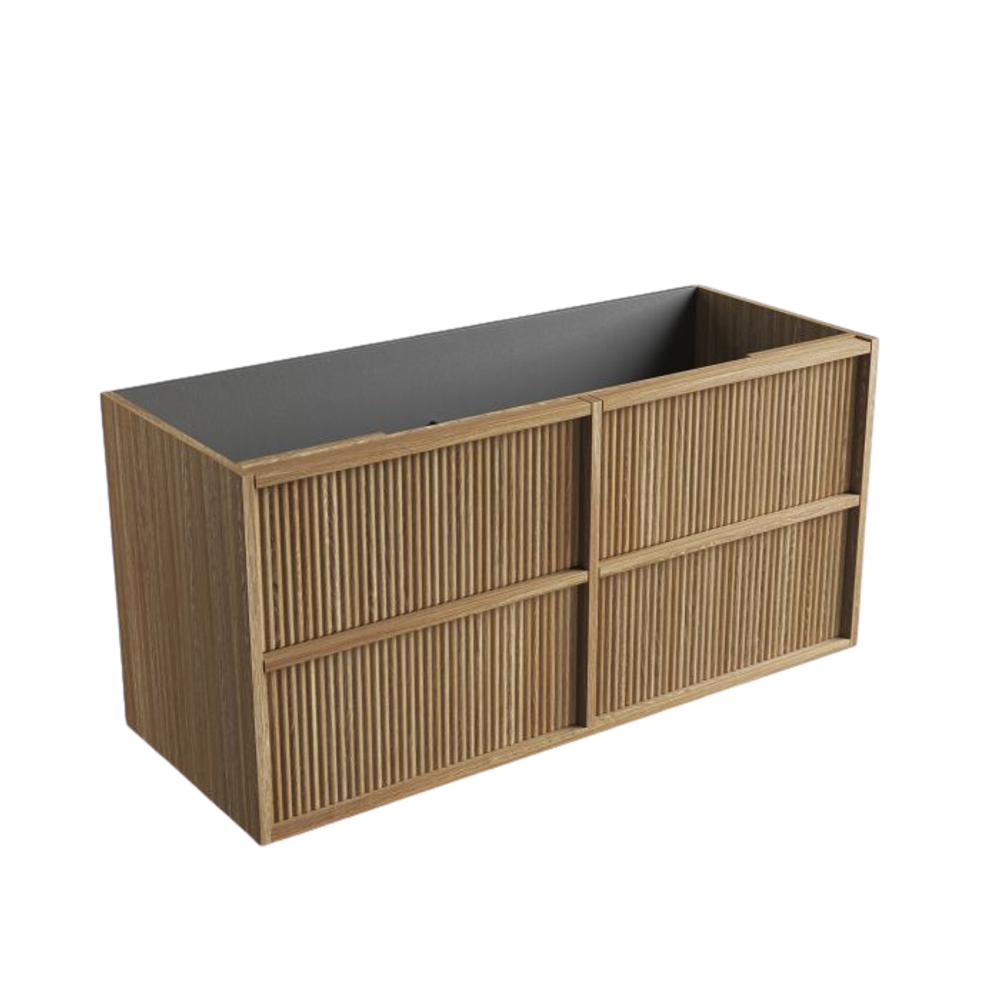 Aulic Venetta Fluted Framed Wall Hung 1200mm Vanity Harvest Oak