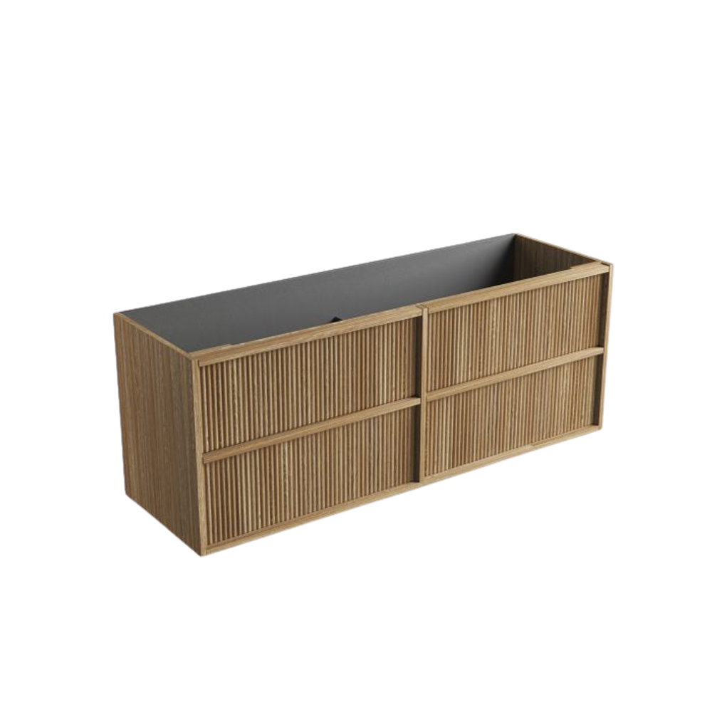 Aulic Venetta Fluted Framed Wall Hung 1500mm Vanity Harvest Oak