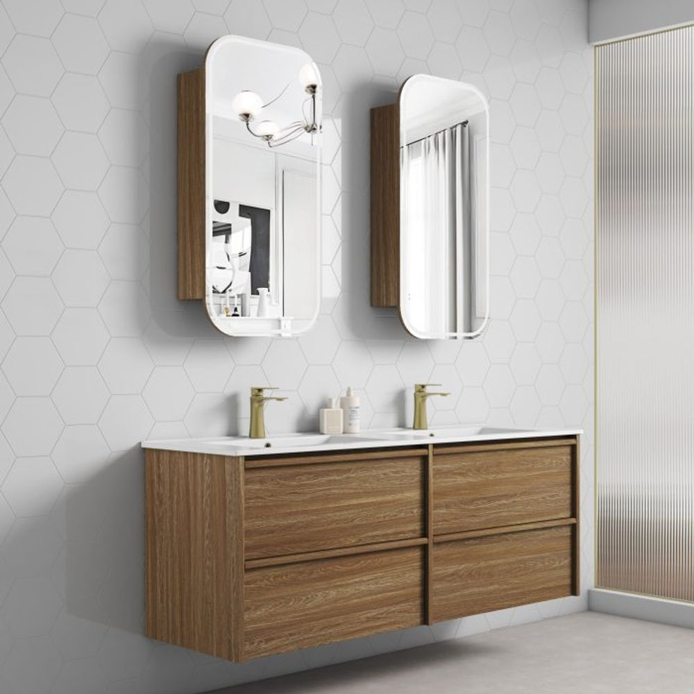 Aulic 1500mm VE1500WHA Venetta Framed Wall Hung Vanity Harvest Oak