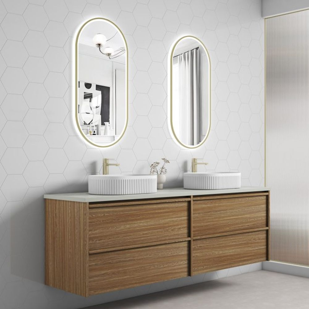 Aulic 1800mm VE1800WHA Venetta Framed Wall Hung Double Vanity Harvest Oak