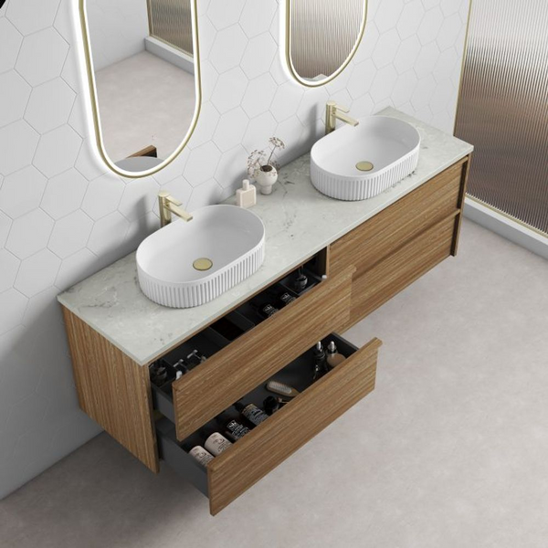 Aulic 1800mm VE1800WHA Venetta Framed Wall Hung Double Vanity Harvest Oak