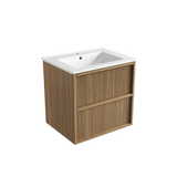 Aulic Venetta Fluted Framed Wall Hung 600mm Vanity Harvest Oak