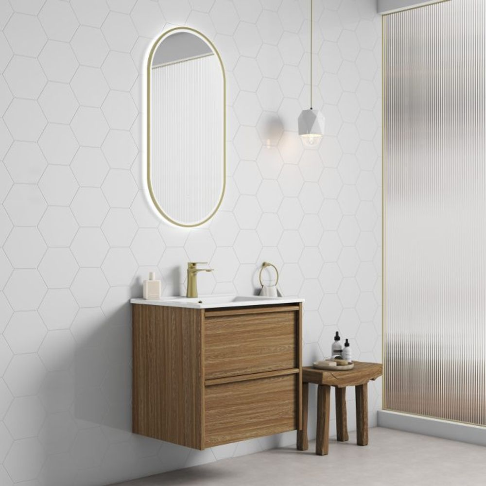 Aulic 600mm VE600WHA Venetta Framed Wall Hung Vanity Harvest Oak