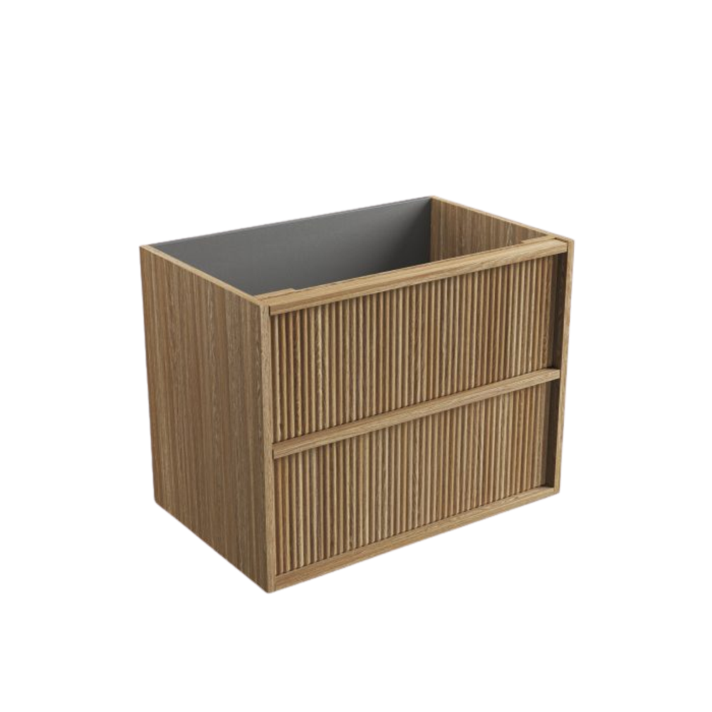 Aulic Venetta Fluted Framed Wall Hung 750mm Vanity Harvest Oak