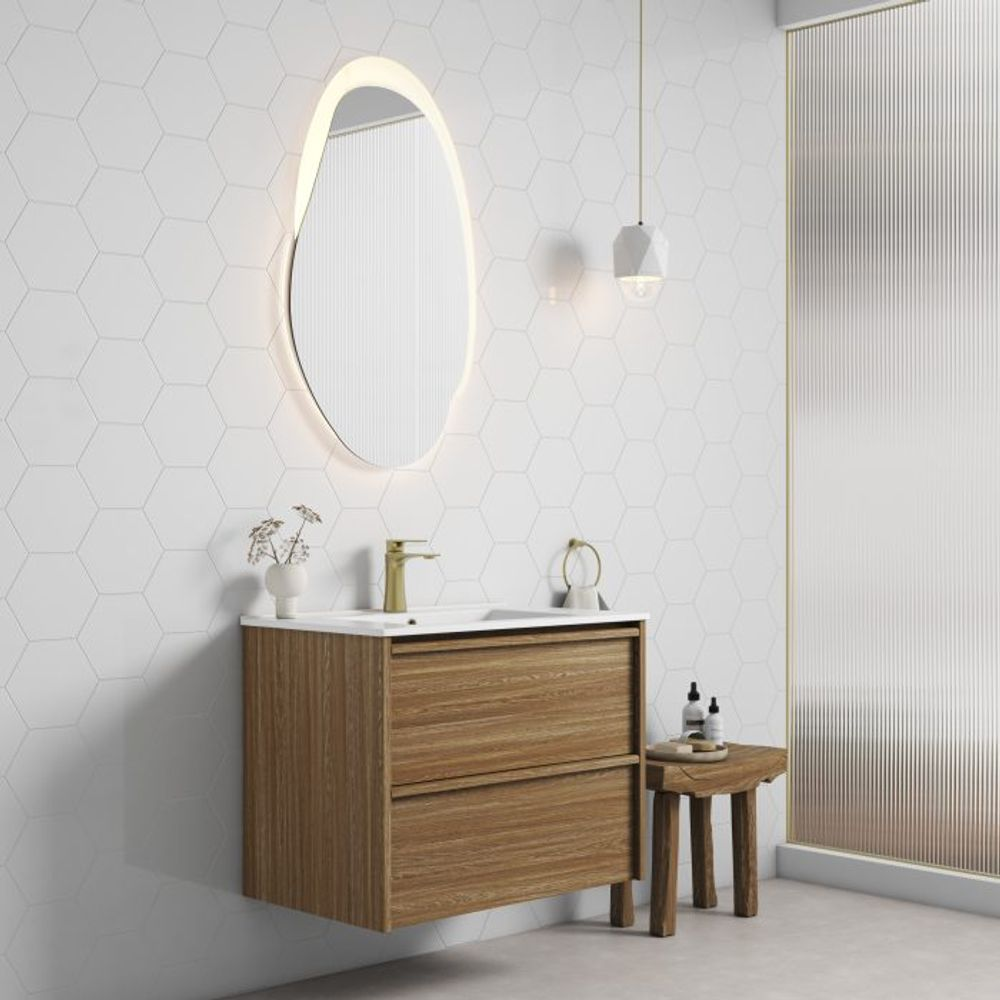 Aulic 750mm VE750WHA Venetta Framed Wall Hung Vanity Harvest Oak