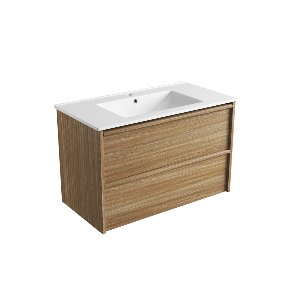 Aulic 900mm VE900WHA Venetta Framed Wall Hung Vanity Harvest Oak