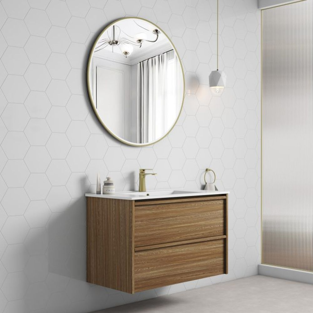 Aulic 900mm VE900WHA Venetta Framed Wall Hung Vanity Harvest Oak