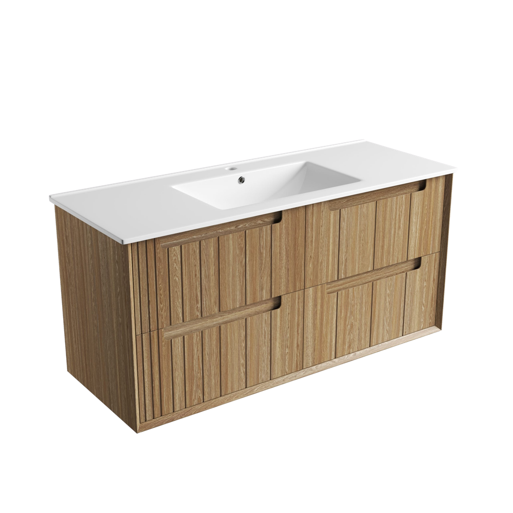 Aulic 1200mm VO1200WHA Voulari Framed Wall Hung Vanity, Harvest Oak
