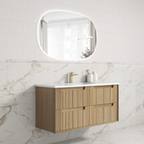 Aulic 1200mm VO1200WHA Voulari Framed Wall Hung Vanity, Harvest Oak