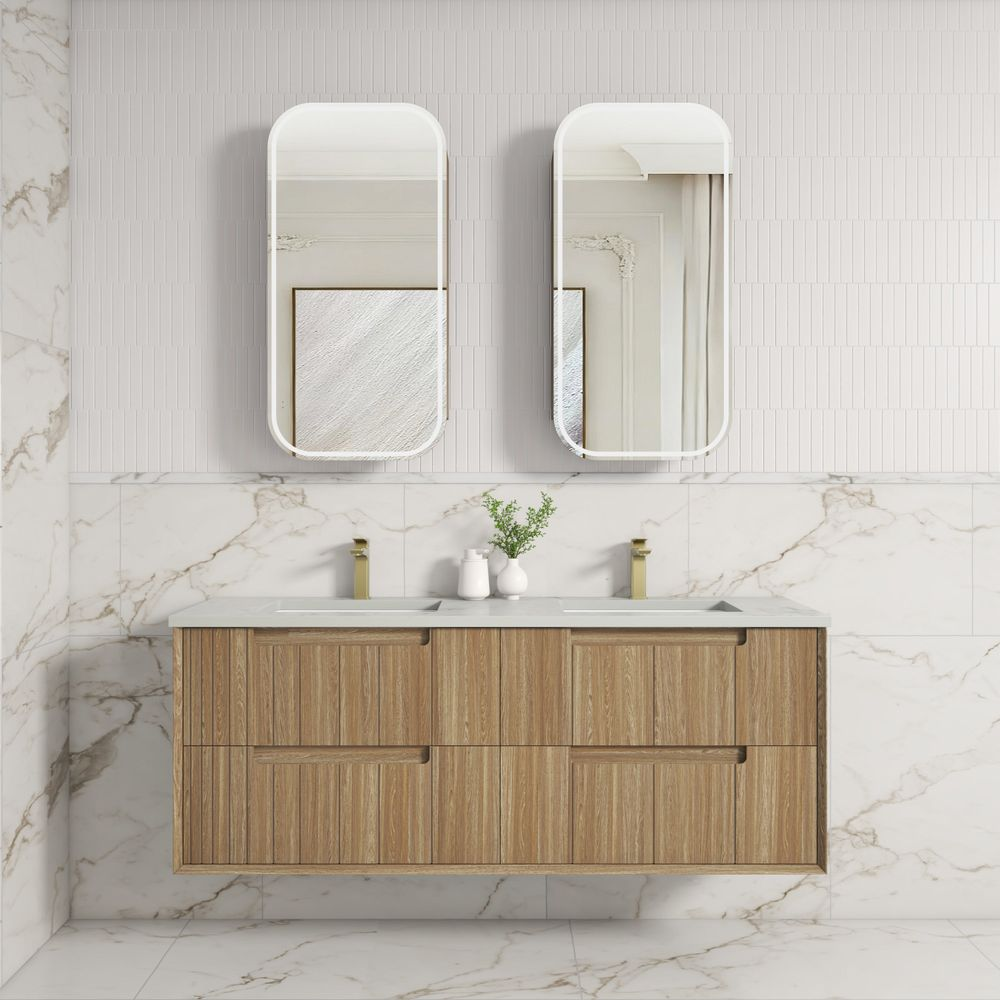 Aulic 1500mm VO1500WHA Voulari Framed Wall Hung Vanity, Harvest Oak