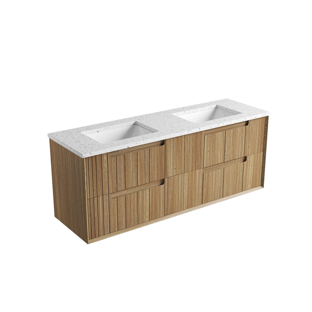Aulic 1500mm VO1500WHA Voulari Framed Wall Hung Vanity, Harvest Oak