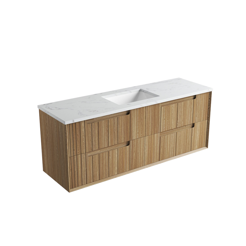 Aulic 1500mm VO1500WHA Voulari Framed Wall Hung Vanity, Harvest Oak