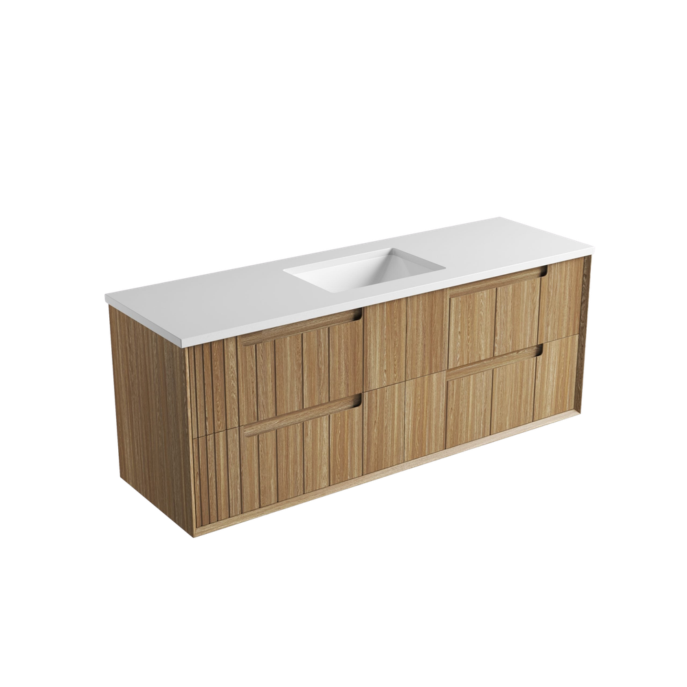 Aulic 1500mm VO1500WHA Voulari Framed Wall Hung Vanity, Harvest Oak