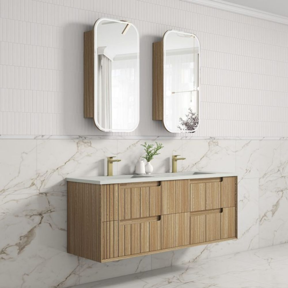 Aulic 1500mm VO1500WHA Voulari Framed Wall Hung Vanity, Harvest Oak