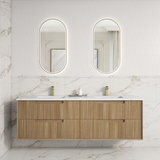 Aulic 1800mm VO1800WHA Voulari Framed Wall Hung Double Vanity, Harvest Oak