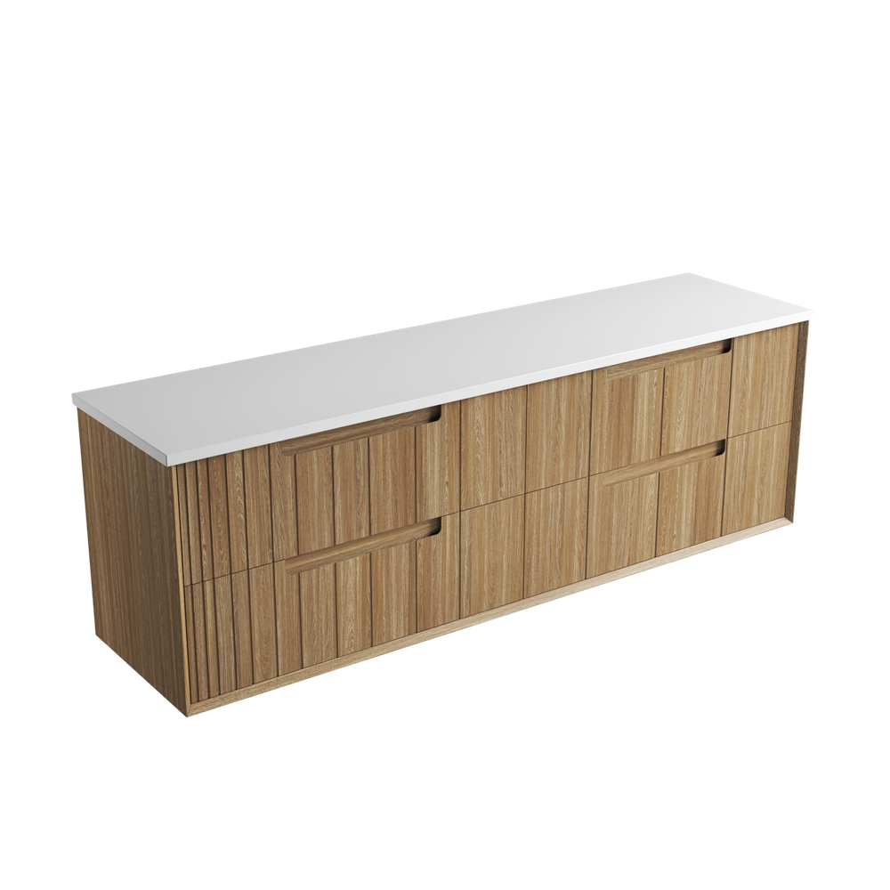 Aulic 1800mm VO1800WHA Voulari Framed Wall Hung Double Vanity, Harvest Oak
