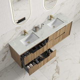 Aulic 1800mm VO1800WHA Voulari Framed Wall Hung Double Vanity, Harvest Oak