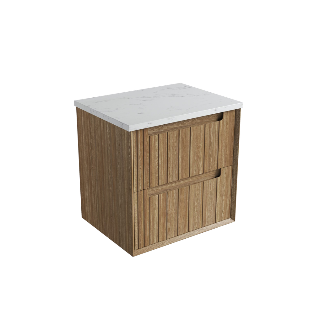 Aulic 600mm VO600WHA Voulari Framed Wall Hung Vanity, Harvest Oak