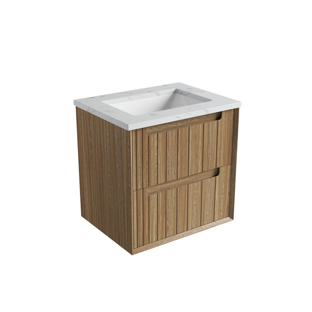 Aulic 600mm VO600WHA Voulari Framed Wall Hung Vanity, Harvest Oak