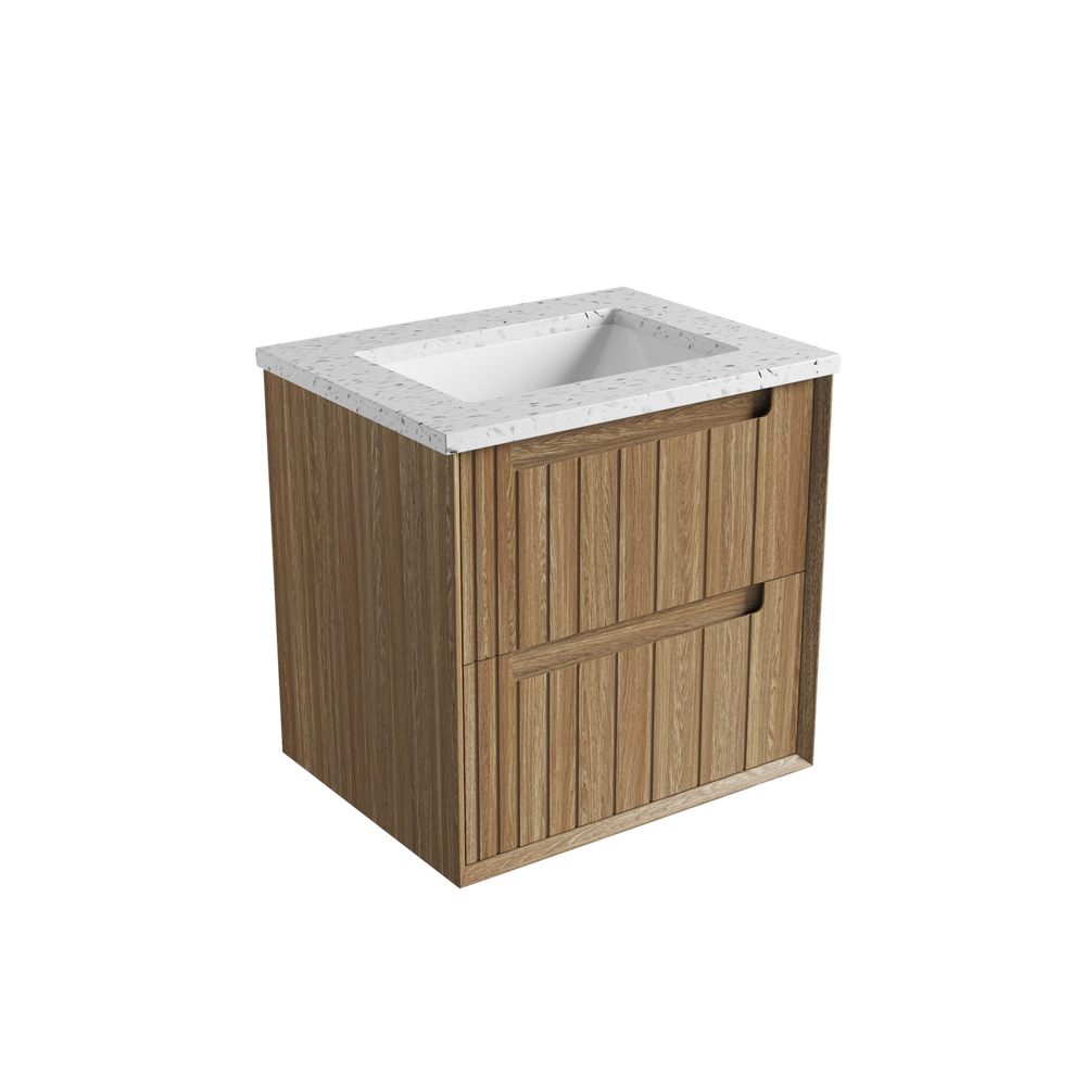 Aulic 600mm VO600WHA Voulari Framed Wall Hung Vanity, Harvest Oak