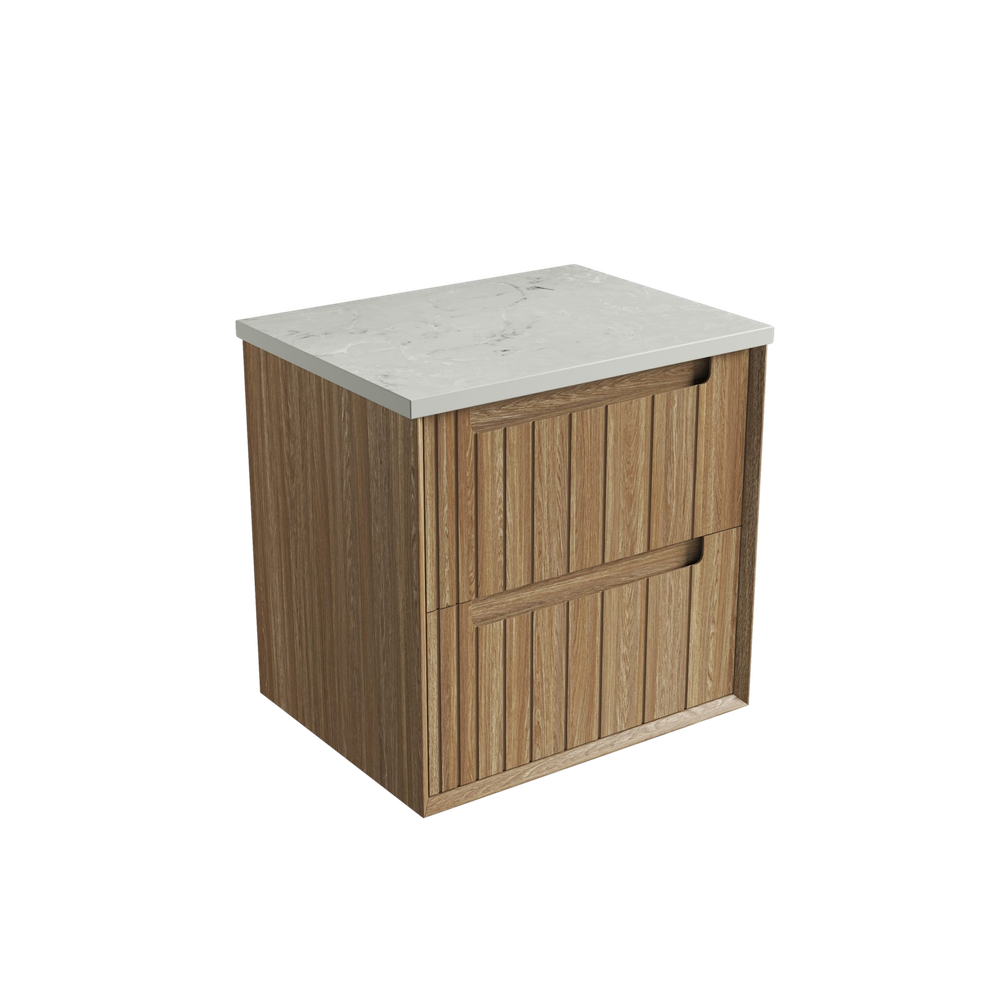 Aulic 600mm VO600WHA Voulari Framed Wall Hung Vanity, Harvest Oak