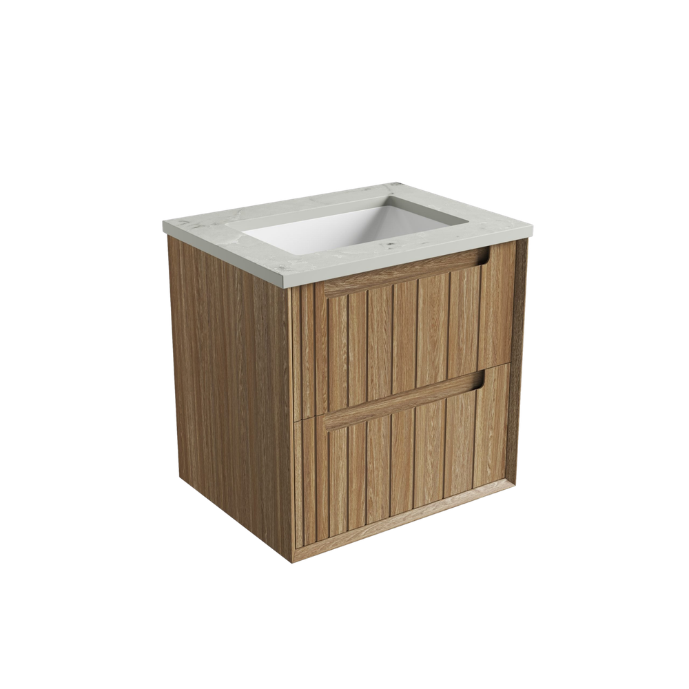 Aulic 600mm VO600WHA Voulari Framed Wall Hung Vanity, Harvest Oak
