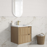 Aulic 600mm VO600WHA Voulari Framed Wall Hung Vanity, Harvest Oak