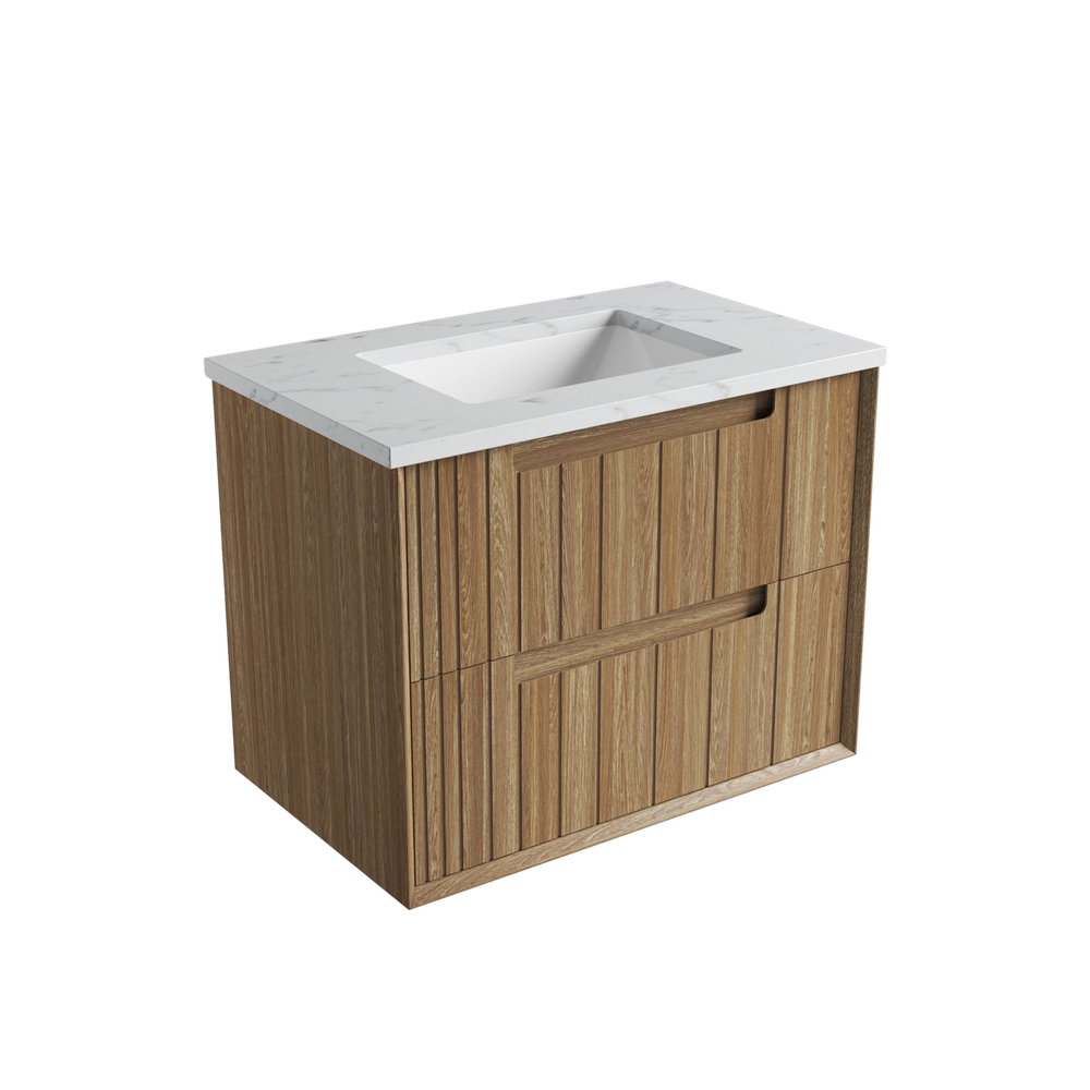 Aulic 750mm VO750WHA Voulari Framed Wall Hung Vanity, Harvest Oak