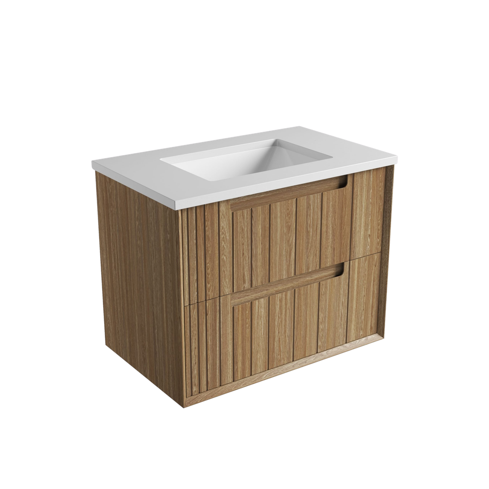 Aulic 750mm VO750WHA Voulari Framed Wall Hung Vanity, Harvest Oak