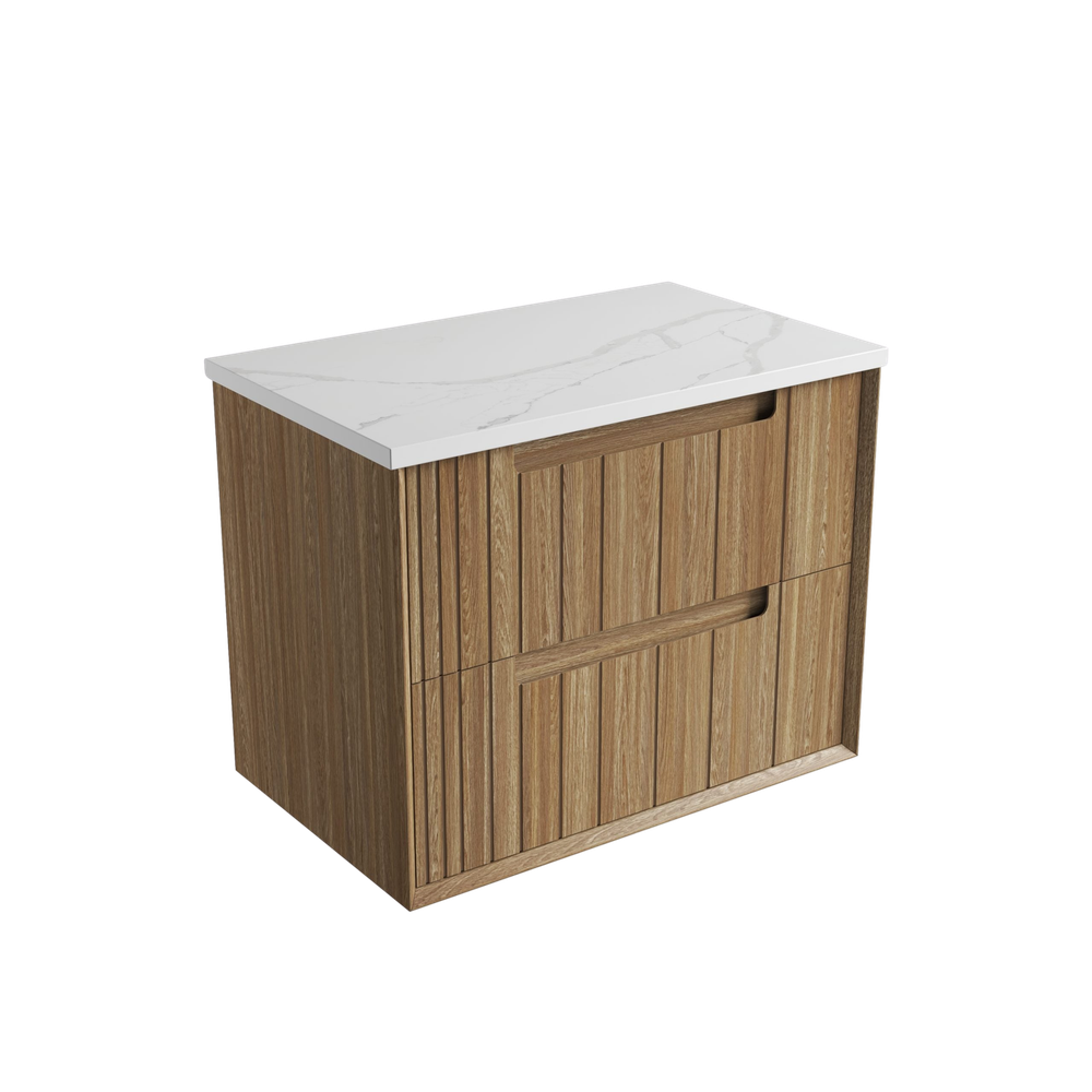 Aulic 750mm VO750WHA Voulari Framed Wall Hung Vanity, Harvest Oak