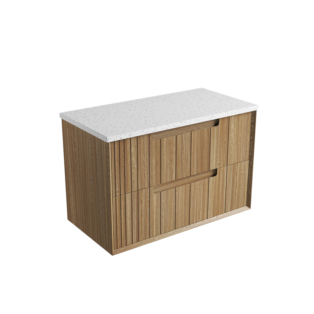 Aulic 900mm VO900WHA Voulari Framed Wall Hung Vanity, Harvest Oak