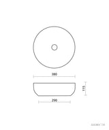 Seima 192073 Aurora 380 Above Counter Ceramic Basin, White Silk Matte
