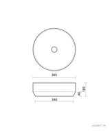 Seima 192031 Aurora 385 Above Counter Ceramic Basin, White Silk Matte Finish
