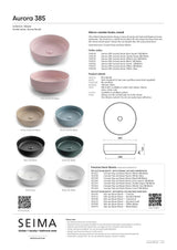 Seima 192028 Aurora 385 Above Counter Ceramic Basin, Rose Quartz Silk Matte Finish
