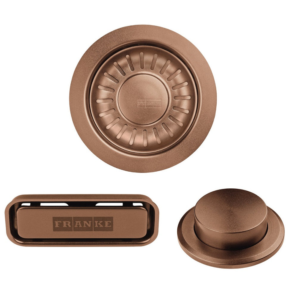 Franke Remote Waste Kit with Overflow + Push Button, Copper, CP-ROFK