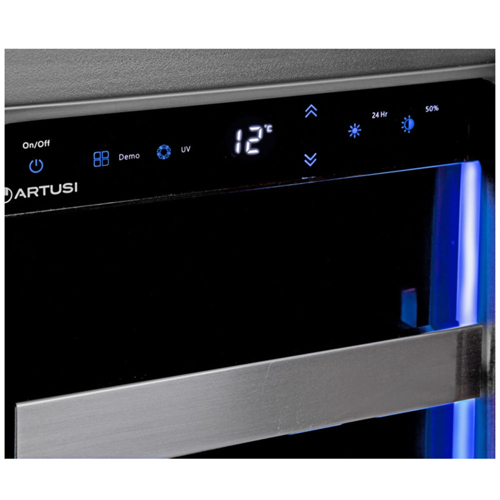 Artusi AWC154BV Dual Zone Wine Cooler, 125 Bottle, Reversible Door, Matte Black