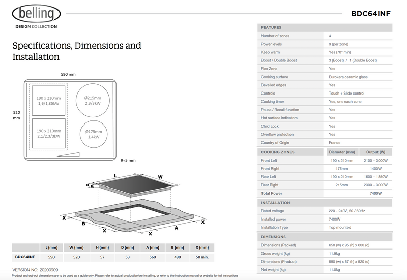 Belling 60cm Induction Kitchen Package BEI02