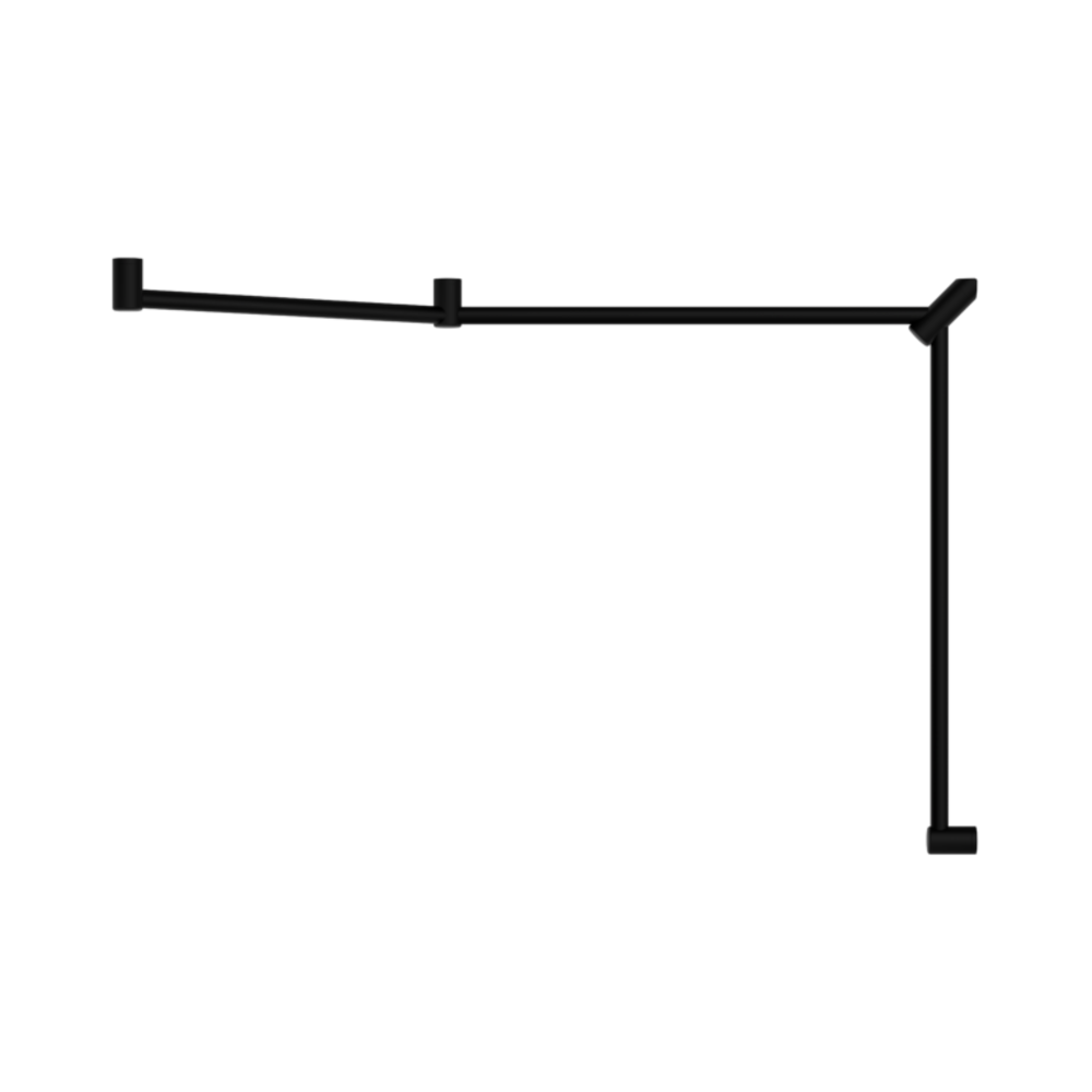 Nero Mecca Care 32mm Dda Toilet Grab Rail Set 45 Degree Continuous 750X965X1025mm Matte Black NRCR3245CMB