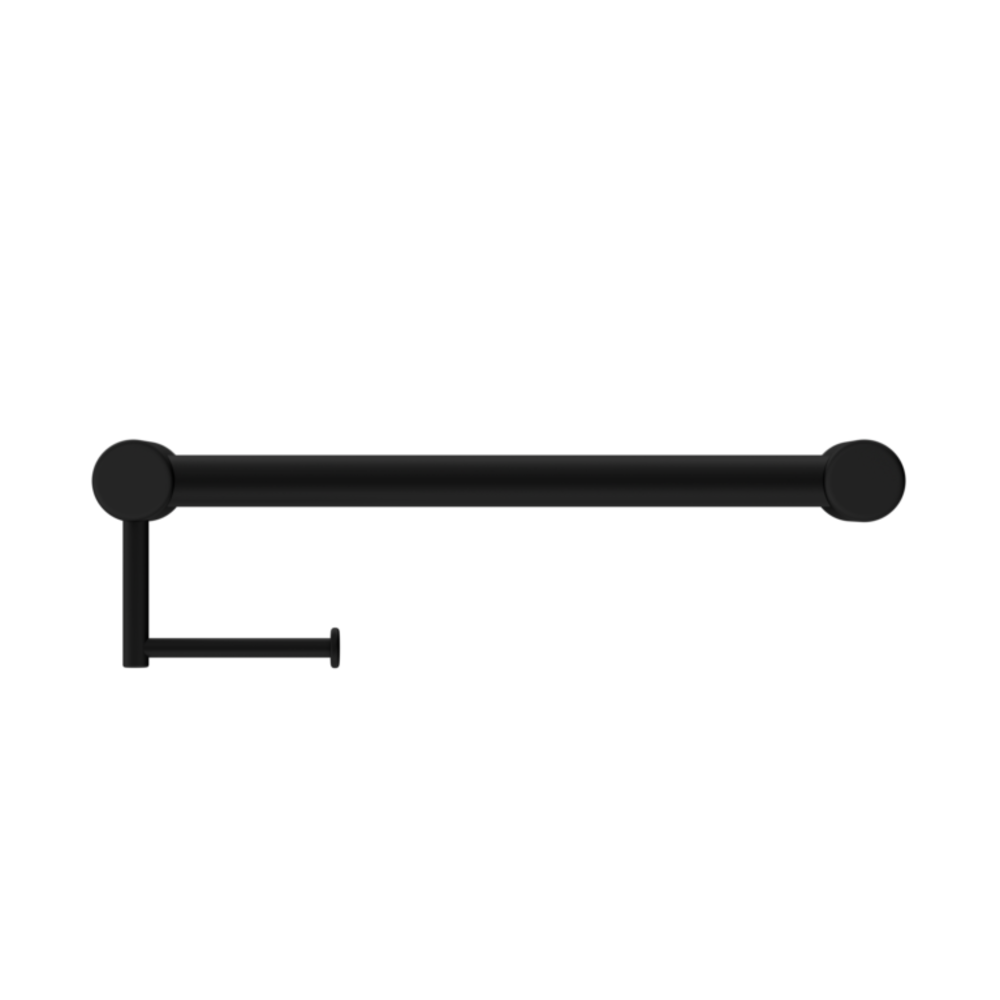 Nero Mecca Care 32mm Grab Rail With Toilet Roll Holder 450mm Matte Black NRCR3218AMB
