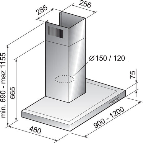 Blanco Bwc90X 90Cm Stainless Steel Canopy Rangehoods