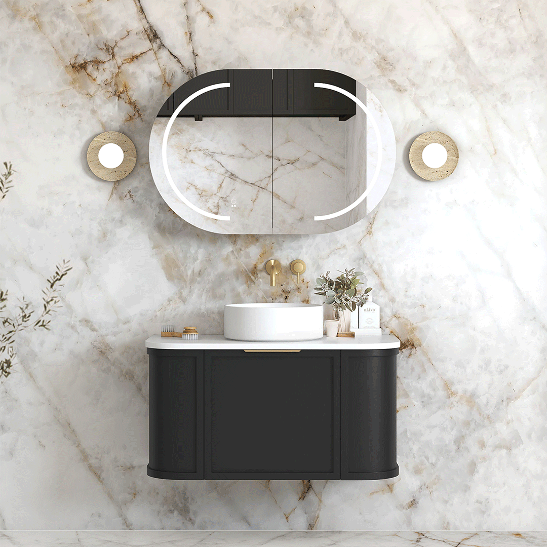 Otti Hampshire Wall Hung Vanity, Satin Black