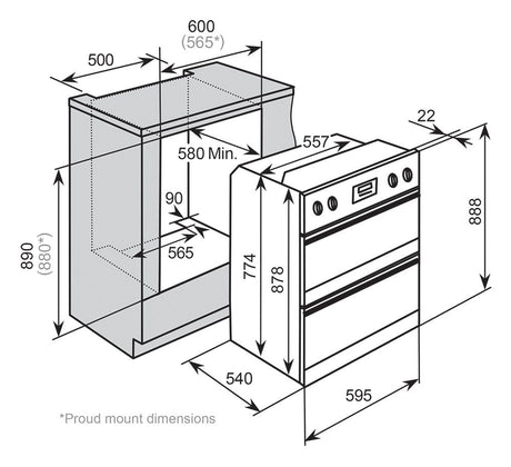 Baumatic Bsdo69 Studio Solari Black Glass Double Oven Ex Display Duo Wall Ovens