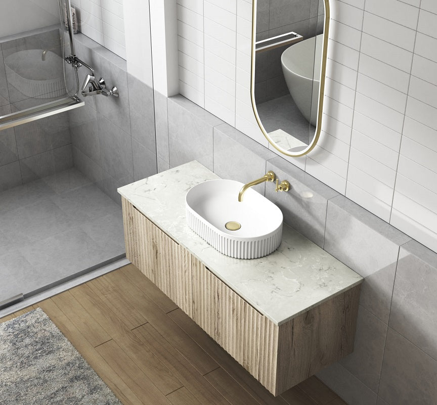 Aulic Calder 1200mm Fluted Wall Hung Vanity CAWH44-1200-ST86 Vanity Units